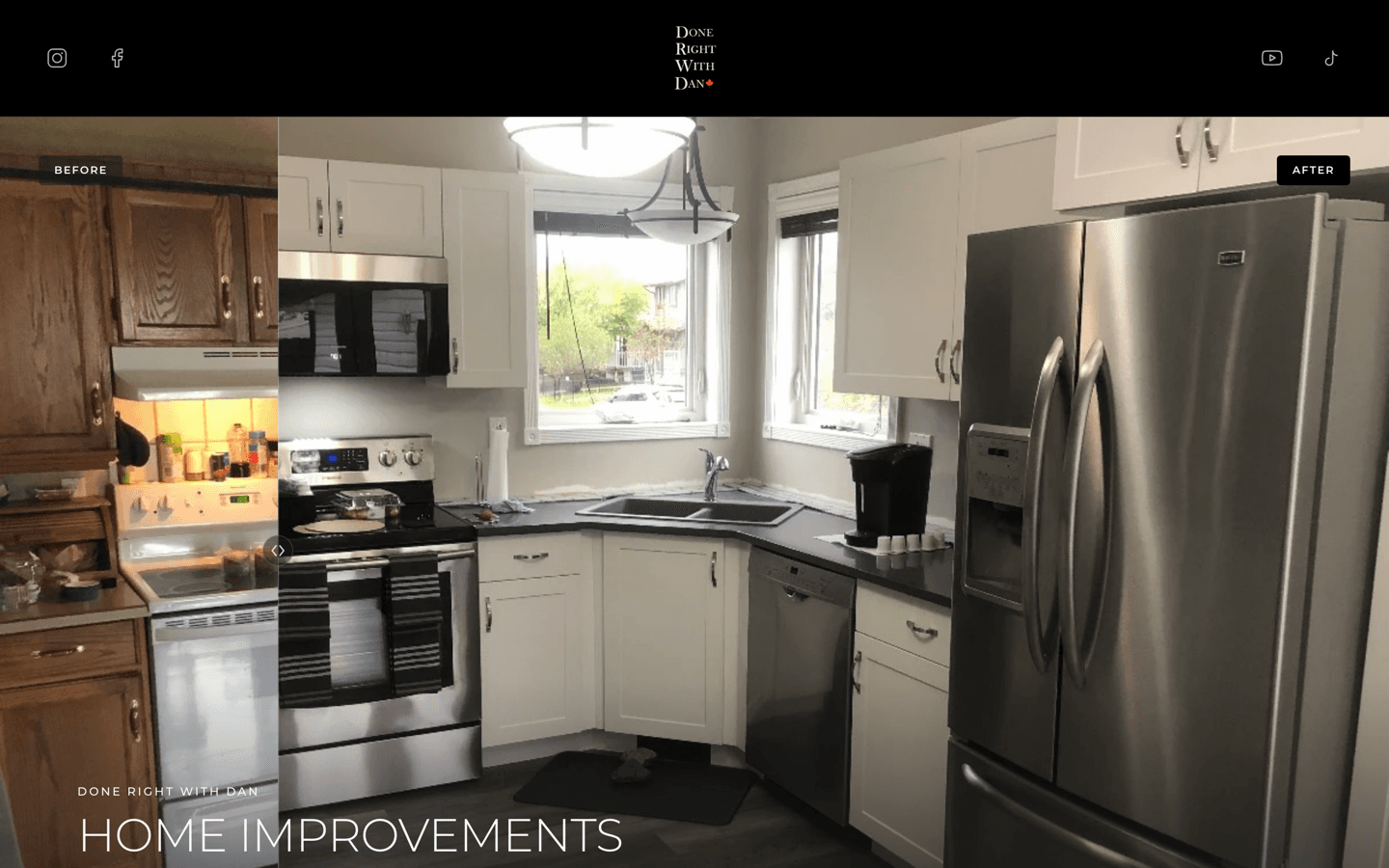 Done Right With Dan website home page with the heading Home Improvements Where Quality Matters